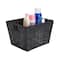 Simplify Medium Black/Silver Lurex Striped Woven Storage Bin